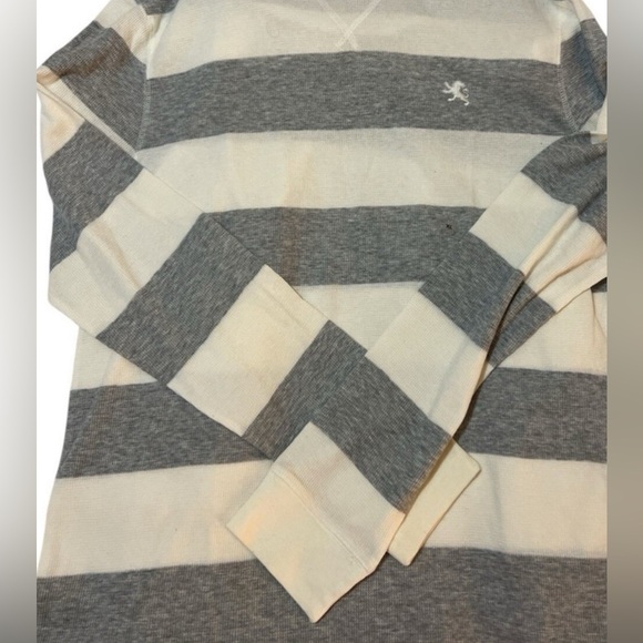 Express Men's Gray and White Striped Shirt . - Picture 2 of 13
